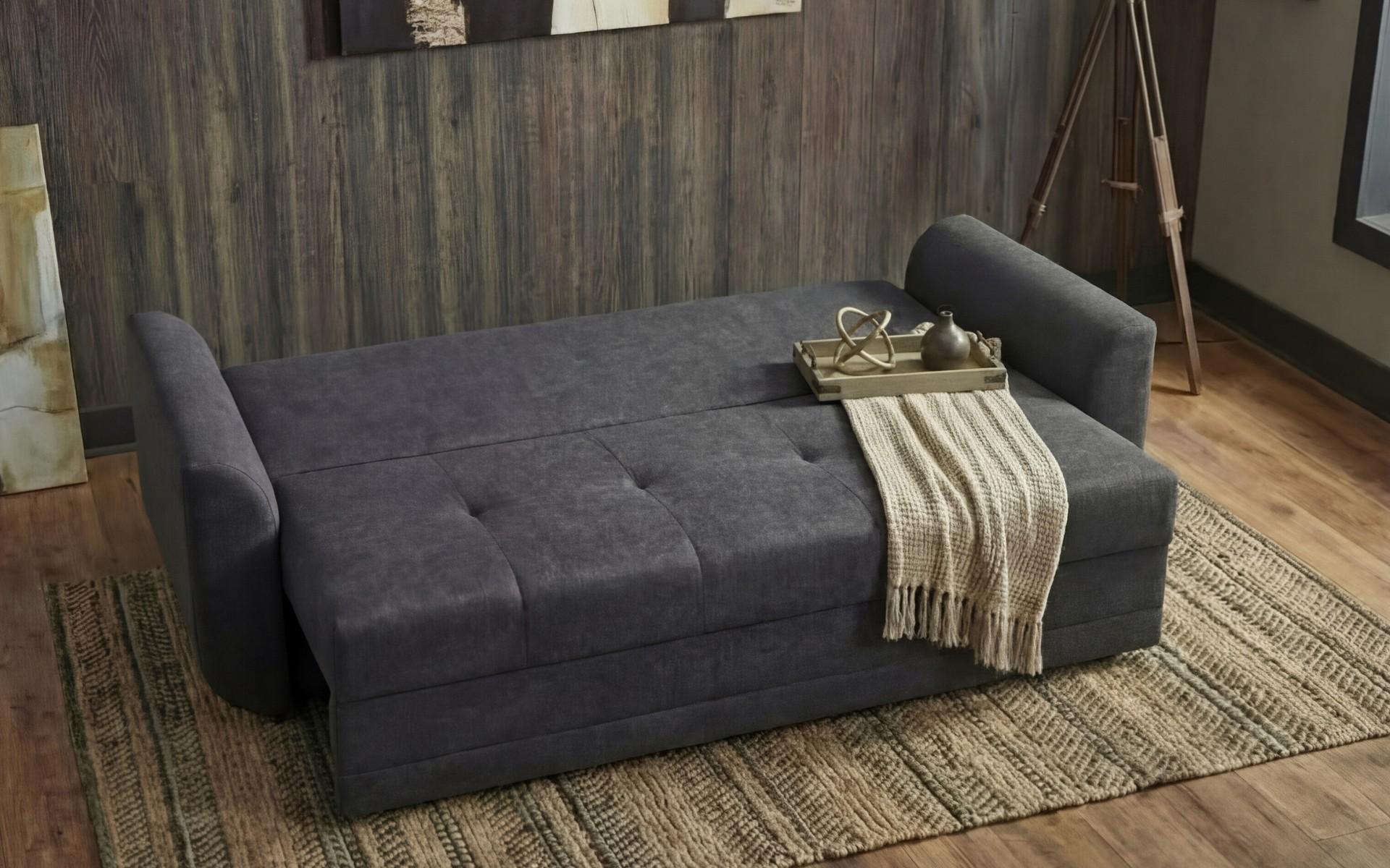 Canapea extensibila cu trei locuri Modus, gri inchis + maro  4